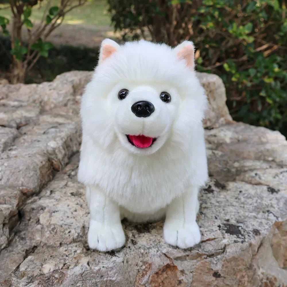 28cm Lifelike Samoyed Stuffed Toys Cute Realistic White Dog Plush Toy Puppy Plush Animals Toy Birthday Christmas Gifts